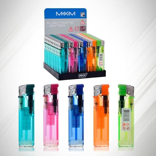 DISPAU Mechero Electrónico Desechable Colores Surtidos Llama Estable Encendido Fácil Uso Diario Económico Ideal para Tiendas Hogar Oficina Eventos Confiabilidad Duradera (50)
