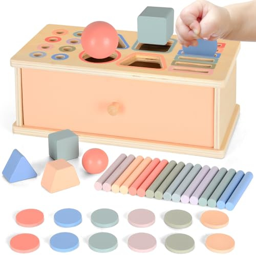 Fantspati Juguetes Niños 1 Año, Juguetes de Madera Bebe Montessori Juego Clasificar Colores y Formas, Motricidad Fina Bebé, Juego Educativo 1 2 3 Años, Juego Sensorial Regalo para Niños Niñas