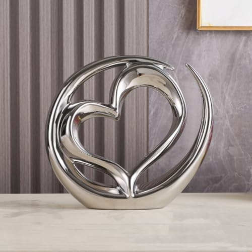 JXCBXJ Amore statua in ceramica,Decorazione per la casa,d'arte astratta moderna,statua in ceramica, per sala da pranzo,soggiorno,ufficio,TV,centrotavola (Argento)