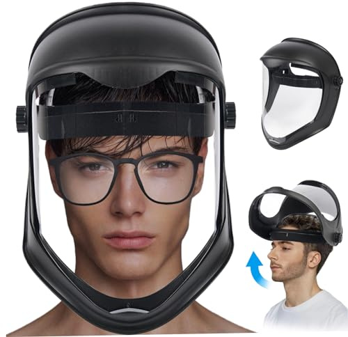 Visiera antivento antiappannamento, maschera protettiva integrale traspirante regolabile, protezione PC ribaltabile per sicurezza e resistente alla temperatura