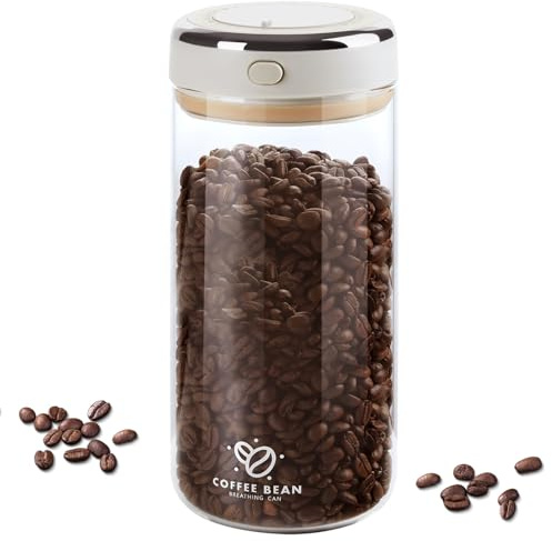 Foyucool Barattolo Ermetico per Chicchi di caffè, Contenitore Sottovuoto con Valvola CO2 e Indicatore Data, per caffè, Snack, tè e Granaglie, 1700ml