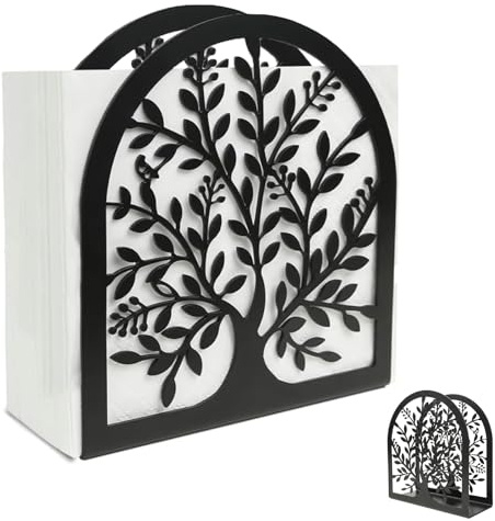 Napkin Holder for Tables, Modern Heavy Duty Metal Bookends Napkin Holder Dispenser Standing Paper Napkin Storage Black Napkins Holder for Home Restaurant Picnic Party