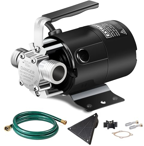 EXTRAUP Water Transfer Pump, 115V 330GPH Portable Electric Utility Water Pump with 6' Water Hose Kit, Low Suction Water Removal for Water Beds, Garden, Ponds, Pool, Rain Barrel, Aquariums, and More