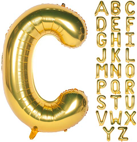 Grandi palloncini in Mylar in elio con lettere in oro da 40 pollici, palloncini alfabetici per lettera C per compleanno, doccia nuziale, decorazioni per anniversari