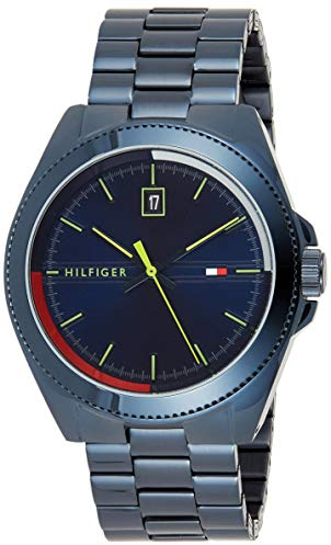 Tommy Hilfiger Analog Quarzuhr für Herren mit Blaues Edelstahlarmband - 1791689