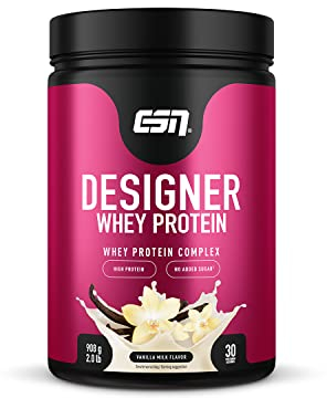 ESN Designer Whey Protein Pulver, Vanille, 908 g, bis zu 23 g Protein pro Portion, ideal zum Muskelaufbau und -erhalt - made in Germany