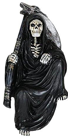 Ebros Gift 6 Tall Death On The Shelf Gothic Grim Reaper with Scythe Shelf Sitter Figurine Macabre Ossuary Hell Skeletons Reapers Decorative Ledge Corner Edge Accent