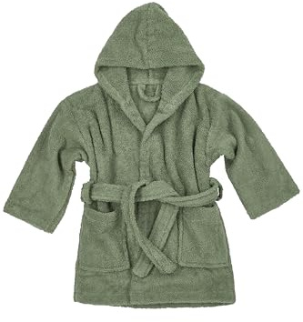 Meyco Baby Peignoir uni en éponge (peignoir enfant 100% coton, merveilleusement doux, qualité supérieure, absorbe l'humidité, taille : 98/104), Forest green