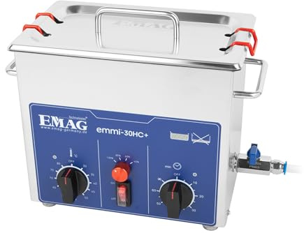 EMAG Ultraschallreiniger Emmi 30HC Plus – 3,2L Ultraschallreinigungsgerät mit Heizung & 4 Leistungsstufen – Profi-Reinigung für Brillen, Schmuck, Werkzeuge, Laborausrüstung & Platinen