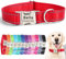 SEOUGEE Personalised Dog Collar with Engraved Metal Buckle, Reflective Nylon Collars for Small Medium Large Dogs with Custom Name Plate Phone Number (Red, M:Neck 35-50cm,Width 2cm)