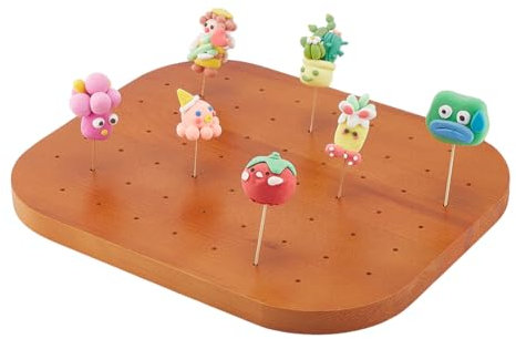 PH PandaHall Soporte de madera para pinchos de alimentos con 59 agujeros, brochetas de frutas, suministros de catering, soporte de caramelos, figuras de arcilla, bandejas de exhibición para