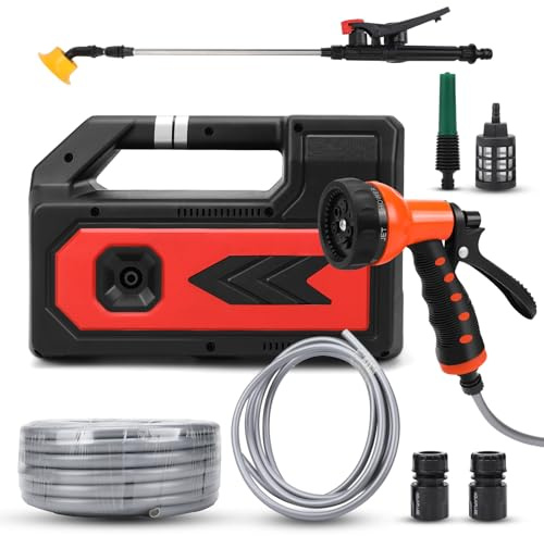 Roadtime Pompe auto-amorçante portable pour Makita 18 V, pompe de jardin électrique, auto-amorçage Pompe à Eau sans fil,10 Modes,avec tuyau d'évacuation d'eau de 10 mètres(pas de batterie)