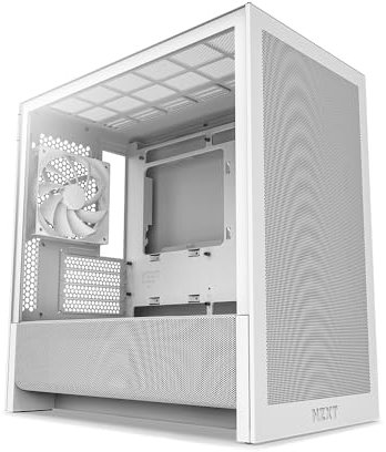 NZXT H3 Flow – Micro-ATX PC-Gehäuse – Optimierter Luftstrom – Inklusive 1 x 120mm Lüfter hinten – Unterstützt Full-Size-GPUs – Passend für 280mm Front, 240mm Top Radiator – Weiß