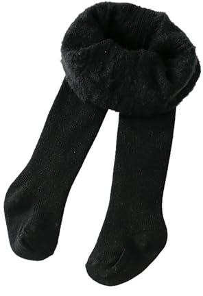 Niños pequeños Bebés Niñas Algodón Forro polar Cálido Leggings completos Pantimedias Elásticos Básicos Pantalones largos Pantimedias para medias de invierno Mallas Niña Amarillas (Black, 6-12 Months)