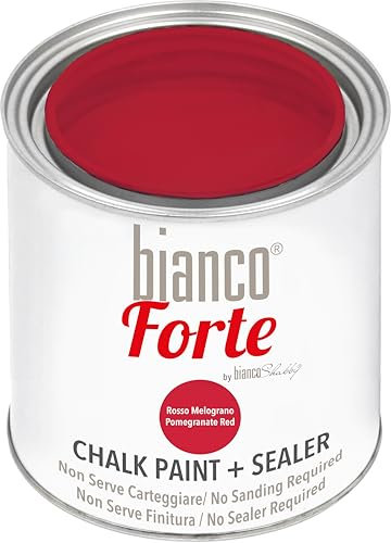 Bianco Forte - Rouge Grenade - (250ml) - Peinture à la Craie & Vernis 2-en-1: Peinture Ultra Résistante pour Meubles, Armoires, Murs & Portes - Séchage Rapide, Intérieur/Extérieur, Finition Mate