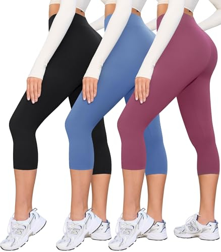 VALANDY Creamlush High Waisted 3/4 Capri Leggings for Women