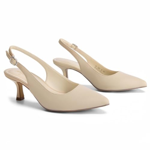 Ankis Women's Slingback Kitten Heels Closed Pointed Toe 2.5in Dress Pumps