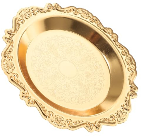 BESPORTBLE Plateau Rétro Doré Mini Assiette Vintage Assiette À Bougie Petit Plateau Plats Dorés Fourre-Tout De Bureau Décoration Alimentaire Décoration Vintage Vase