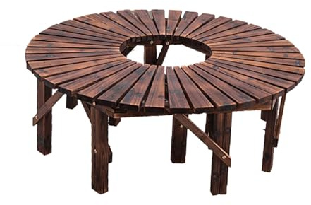 BZJPRFC Banco De Árbol con Giro De 360°, Asiento De Jardín For Exteriores, Silla Curva De Madera Maciza, Forma Extensible, Capacidad De 400 Kg, For Patio, Parque