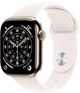 Apple Watch Series 11 GPS+Cellular con Caja de Titanio en Color Oro de 42 mm y Correa Deportiva Rosa Rubor-Talla S/M .Calidad del Sueño,monitores de entreno y Salud,Pantalla Siempre Activa