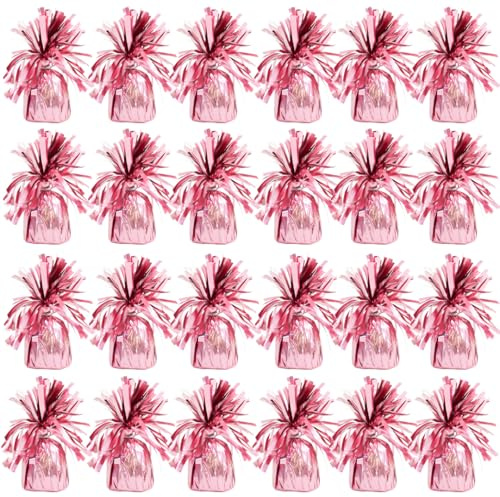 PARTYRAMA.CO.UK Matte Pink Foil Helium Balloon Weights 175gr - Pack of 24 - Durable & Colourful Weights for Birthdays Parties, Events & Celebrations - Perfect Balloon Weight Holders