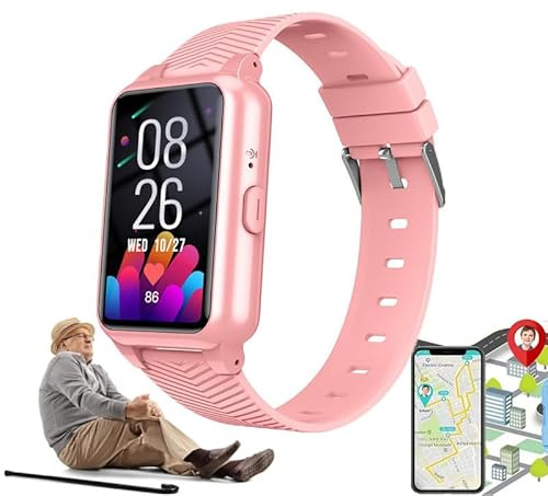Reloj inteligente GPS para personas mayores con botón SOS, teléfono HD, recordatorio de caídas y recordatorios inteligentes para Alzheimer y demencia