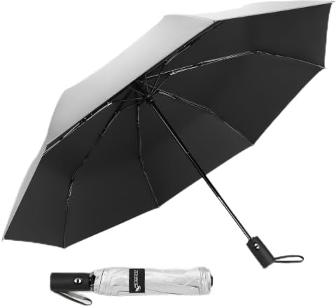 ZOMAKE UV Umbrella for Sun Protection UPF 50+ 46 Inch | Sun Umbrella UV Protection, Travel Compact Brolly Solar Blocking Windproof Auto Open Close Reflective