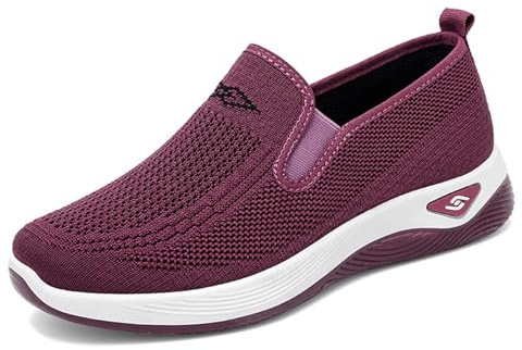 Chaussures orthopédiques pour femme en maille respirante pour diabétiques - Légères et confortables - Chaussures de marche larges - Chaussures de sport antidérapantes et rembourrées, O violet, 36 EU