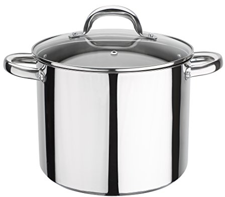 GSW ‎990264 Montreal – hochwertiger Gemüse-Kochtopf mit Deckel, sichere Kaltmetallgriffe, Topf auch für Induktion und Backofen geeignet – Edelstahl, ⌀24 cm, Silber / Durchsichtig