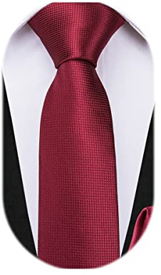 Dubulle Krawatten für Jungen, zum Selbstbinden, Seide, Paisely gestreift, Kinder-Krawatte und Einstecktuch, Set für Alter 8–14 Jahre, Weinrot, Burgunderrot, Small