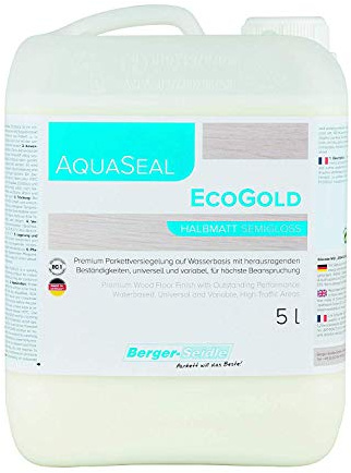 Sigillante professionale per parquet Aqua-Seal EcoGold, 1 l, 5 l, 10 litri, lucido, semitrasparente, opaco, a base d'acqua (opaco, 5 litri)