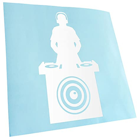 Kiwistar - Autocollant - DJ Music Bass Disc Jockey - blanc - G24 - Pour voitures, vélos, véhicules, motos, cyclomoteurs, tuning, vitres arrière