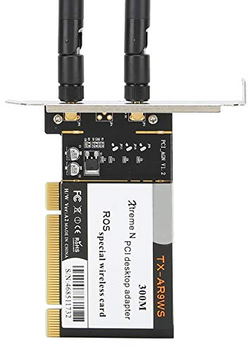 Socobeta Tarjeta de Redes Tarjeta PCI WiFi Tarjeta de Red WiFi 300Mbps AR9223 Banda B/G/N Adaptador de Escritorio PCI Compatible con 802.11b / g/n con 2 Antenas