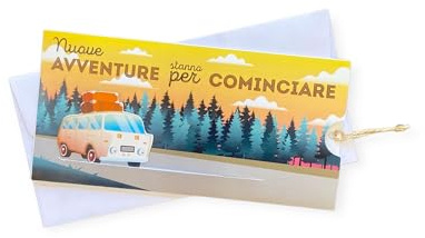 LINA OFFICINE GRAFICHE CREATIVE biglietto auguri regalo viaggio VAN portasoldi biglietto originale