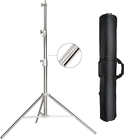 EACHSHOT 2,8 m schweres Lichtstativ mit Tragetasche, Edelstahl mit 1/4 auf 3/8 Adapter für SL60W VL150W SL150W AD600BM MS300, Studio-Softbox, Monolight und andere Fotoausrüstung