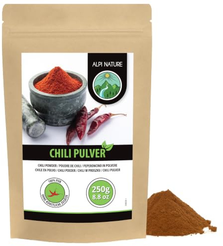 Chilipulver (250 g), chilipulver, chilipepparmalda 100% naturliga och utan tillsatser, chilimald, chilikrydda