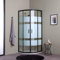 Mampara de ducha semicircular 80x80 corredera en negro mate con puertas serigrafiadas