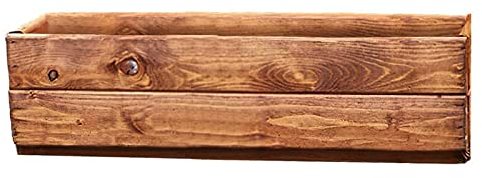 HORTICO Large Plant Pots Outdoor Window Box Wooden Planter H16 L50.5 W18 cm, 14.5L Natural