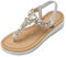 JOMIX Sandalias Mujer Verano con Joyas Brillantes Sandalias Dedo Mujer Comodas Sandalias Vestir Mujer Playa Mar Piscina con Banda Elástica, Plateado, 39 EU