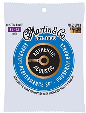 Martin Saiten – MA535 – SP Phosphorbronze, 3 Stück, benutzerdefinierte Licht, 11–52