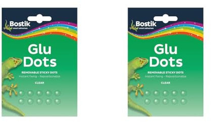 Bostik Glu Dots – Removable, Double Sided Clear Glue Dots, For Instant Fixing & Crafts, No Mess, x64 (Pack of 2)