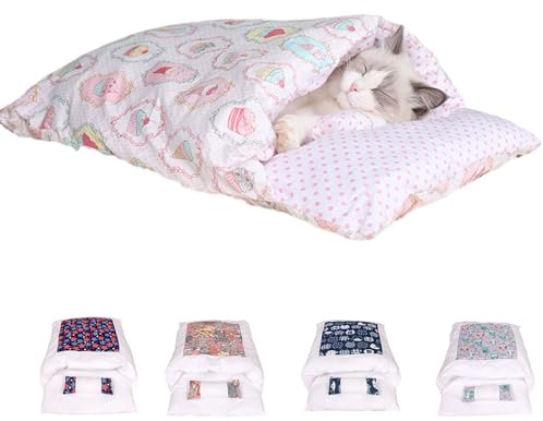 Argumub Sac de couchage orthopédique pour chat - Moelleux - Chaud - Amovible - Lavable - Petit lit pour animal de compagnie - Pour chat et chien (S, rose glacé)