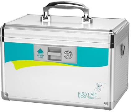 Glosen Medizinbox, Medikamenten Aufbewahrung Verschließbare Box, Hausapotheke, Medikamentenschrank, Medikamentenbox mit Schloss 12 x 7.61x 7.87 Zoll (Mittel)