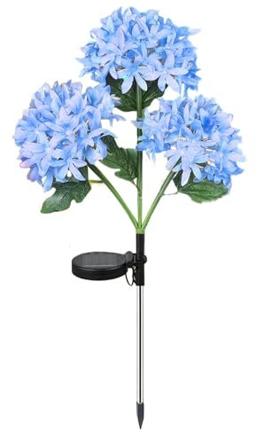 Lampes solaires en forme d'hortensia réalistes - Étanche - Décoration de jardin fleurie - Décoration de jardin - Pour jardin, cour, pelouse, terrasse