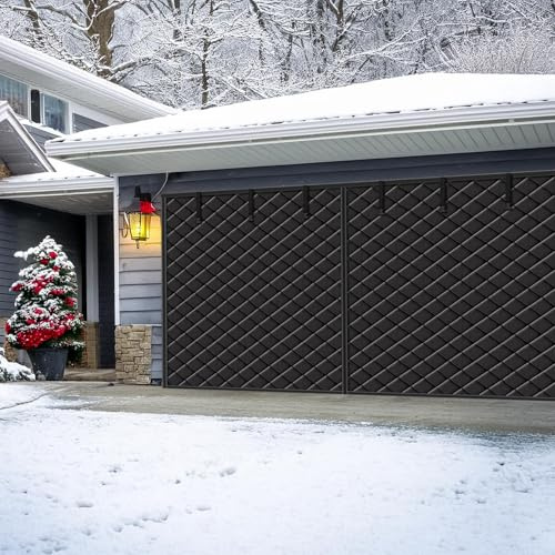 Rideau magnétique thermique pour porte de garage – Tissu Oxford épais, coupe-vent et imperméable pour porte de garage – Pour l'hiver (noir, 275 x 215 cm)