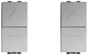 IXTRIMA Pulsante Interbloccato Saliscendi Commutatore 2P 10A Tapparelle Colore Grigio Compatibile Con Bticino Living International