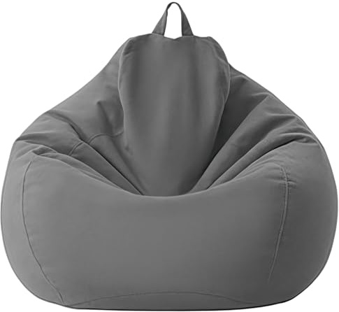 YOFAPA Outdoor-Sitzsackbezug XL 100 cm x 120 cm, Baumwoll-Leinen-Bezug in Grau für Liegestühle für Erwachsene mit Griff, abnehmbar und waschbar, ideal für Terrasse und Lounge