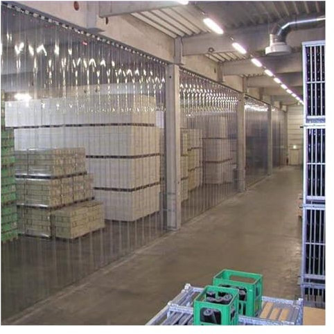 Kit de Cortina de Tiras de PVC para Puerta de almacén, persianas Impermeables para Garaje, balcón, pérgola (Color: Transparente, tamaño: 180 x 200 cm)