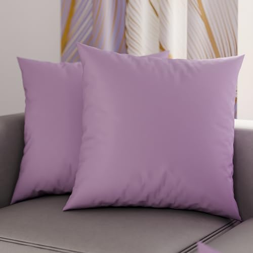 PETTI Artigiani Italiani - Pair of 35x35 cm Microfiber Cushion Covers, Bedroom Cushions, Sofa, Set of 2 Cushion Covers, Solid Color Lilac Pillowcase, 100% Made in Italy
