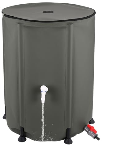Doppy Faltbares Regentonne, tragbar, PVC, Regenwassersammelfass mit Zapfhahn und Überlaufset, Regenwassersammelsystem für Dachrinne, Regenwasser